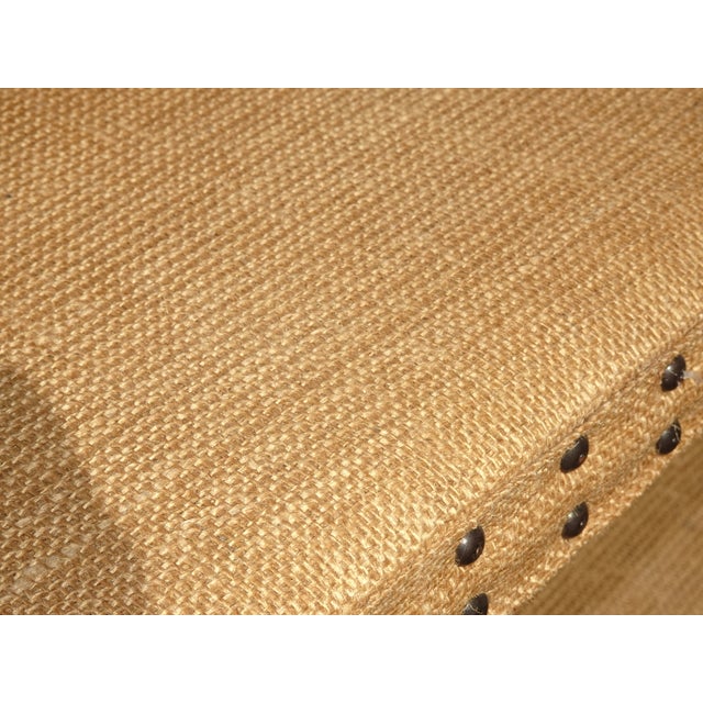 Modern Golden Brown Burlap Bookcase W Decorative Nails For Sale - Image 15 of 15