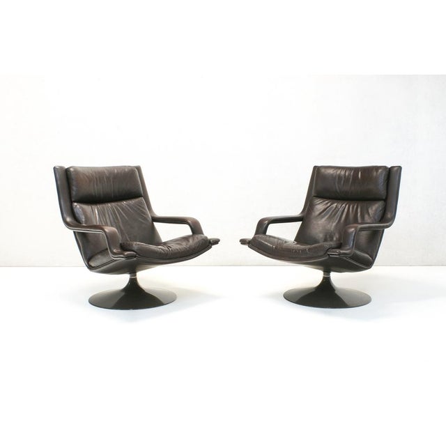 Set of Leather Swivel Lounge Chairs by Geoffrey David Harcourt for Artifort, 1970s For Sale - Image 15 of 15