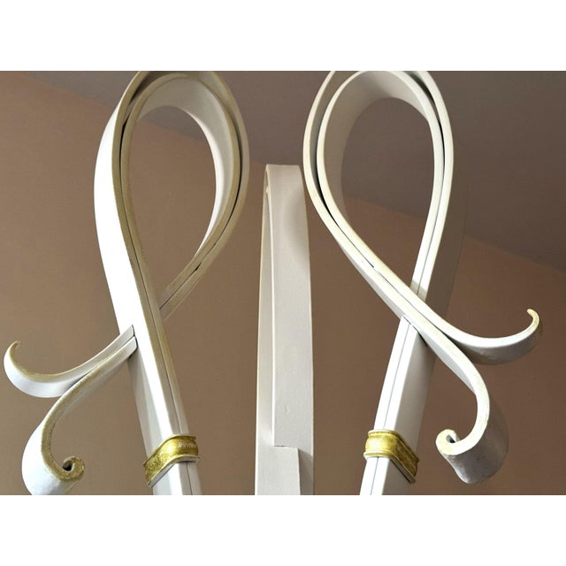 Cream Vintage Hand-Forged Iron Coat Stand in White and Gold, 1950s For Sale - Image 8 of 18