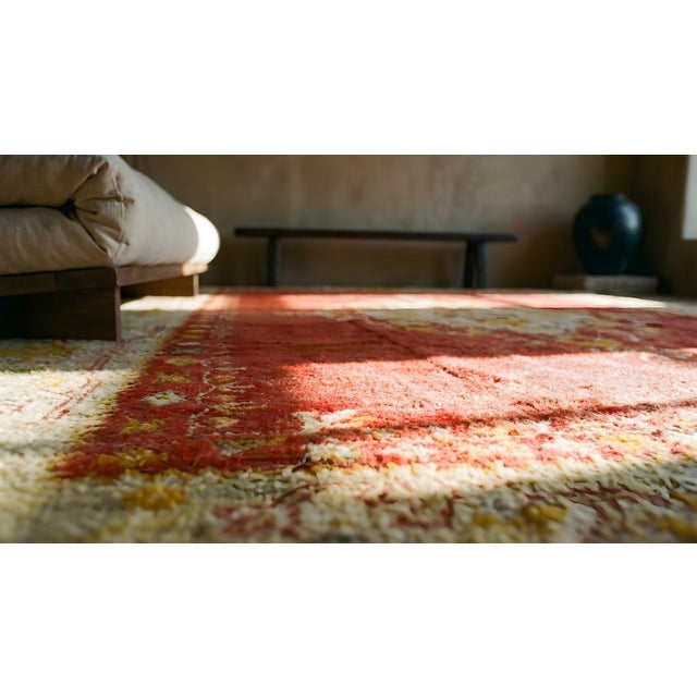 Outstanding Red Color With Medallion and Floral Design Antique Turkish Angora Oushak Rug For Sale - Image 14 of 15