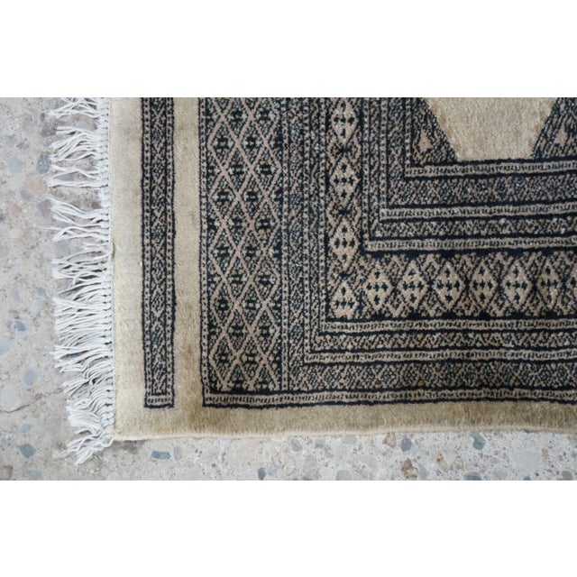 Late 20th Century Vintage Hand-Knotted Pakistani Bokhara Wool Accent Mat Prayer Rug 7 Guls 3 X 5' For Sale - Image 5 of 10