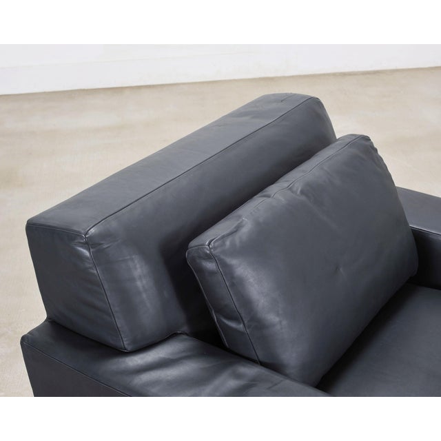 Ralph Lauren Navy Leather Pryce Club Chair With Steel Feet For Sale - Image 9 of 18