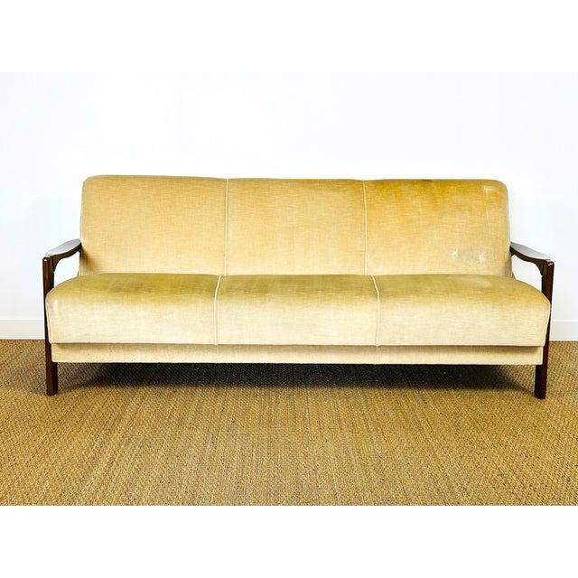 Vintage Scandinavian Velvet Convertible Sofa and Armchair, 1960s, Set of 2 For Sale - Image 9 of 18