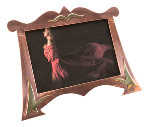 Art Deco Copper and Brass Picture Frame with Glass, 1920s