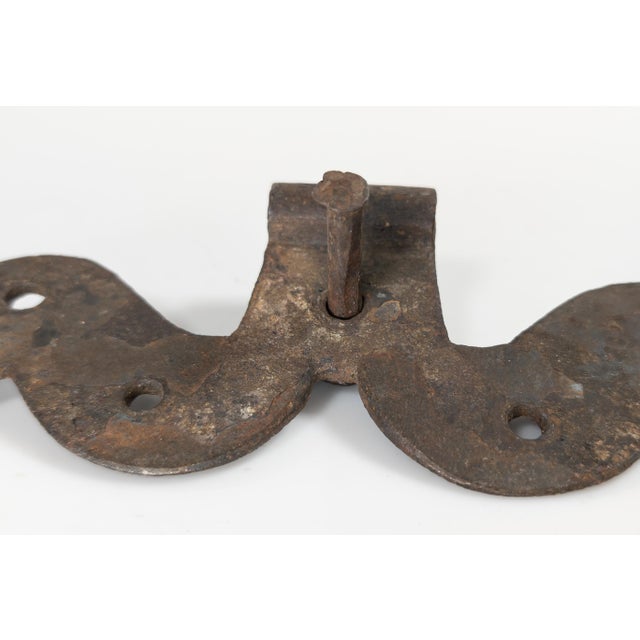 18th Century Pair of Rustic Primitive Black Smith Hand Wrought Hinges For Sale - Image 11 of 11