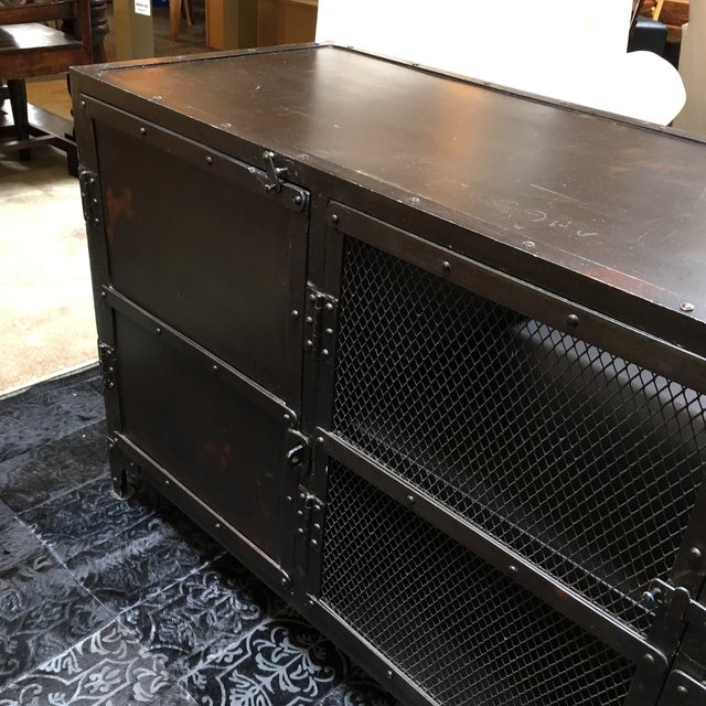Restoration Hardware Industrial Mesh Media Cabinet Chairish