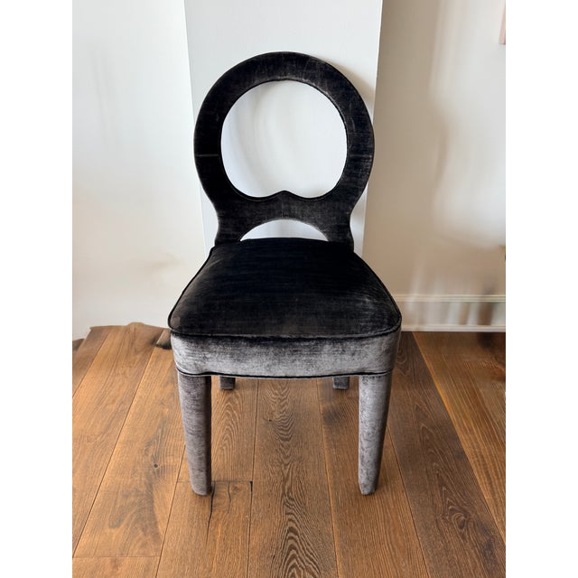 Charcoal Set of 6 Romo Velvet Dining Chairs For Sale - Image 8 of 14