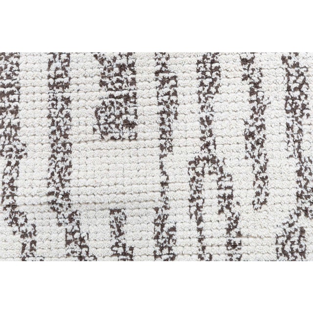 Textile "Timberline" Modern Abstract Linear Striation Ivory With Charcoal Rug For Sale - Image 7 of 9