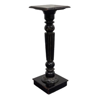 Vintage Wood Distressed Pedestal Table For Sale