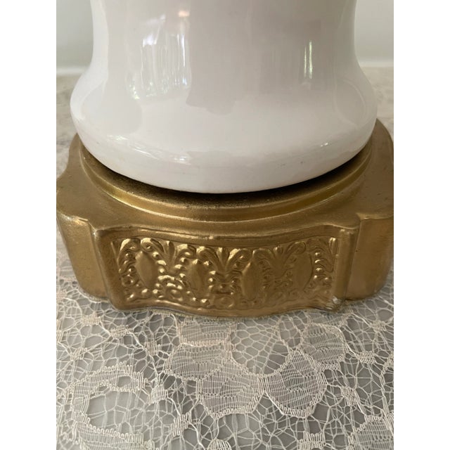 Metal Pair of 1950s Floral Cottage Lamps For Sale - Image 7 of 9