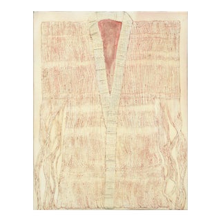 Modern Mixed Media Textured Kimono in Neutral Blush, Collagraph Master Plate #2 by Patricia A. Pearce For Sale