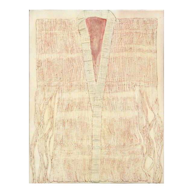 Modern Mixed Media Textured Kimono in Neutral Blush, Collagraph Master Plate #2 by Patricia A. Pearce For Sale