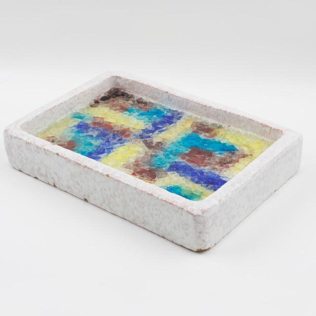 Aldo Londi Bitossi Italy for Raymor Ceramic and Glass Mosaic Centerpiece Bowl Catchall For Sale - Image 4 of 12