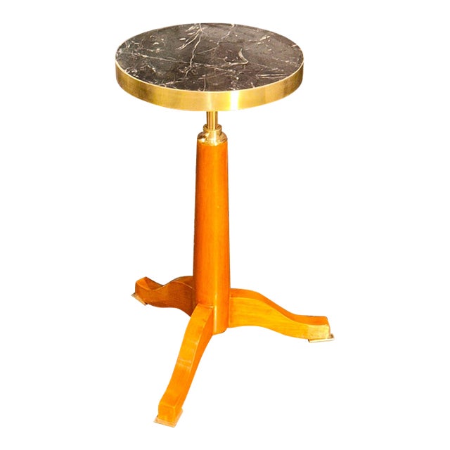 Italian Walnut and Black Marble Drink Table For Sale