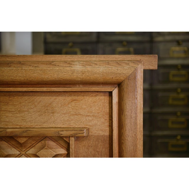 Art Deco Oak and Wrought Iron Sideboard by Léon and Maurice Jallot, 1940s For Sale - Image 9 of 16