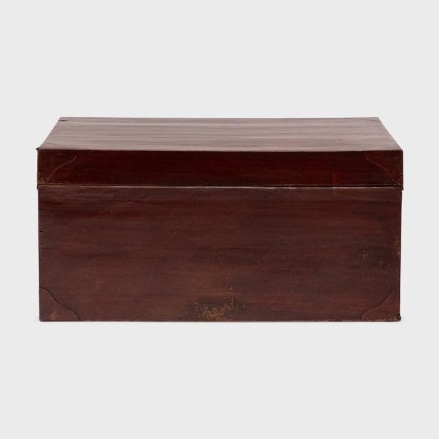 Chinese Antique Chinese Lacquered Hide Scholar's Trunk, Early 20th Century For Sale - Image 3 of 8