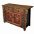 Chinese Distressed Mustard Yellow Red Flower Sideboard Credenza Cabinet For Sale - Image 4 of 9