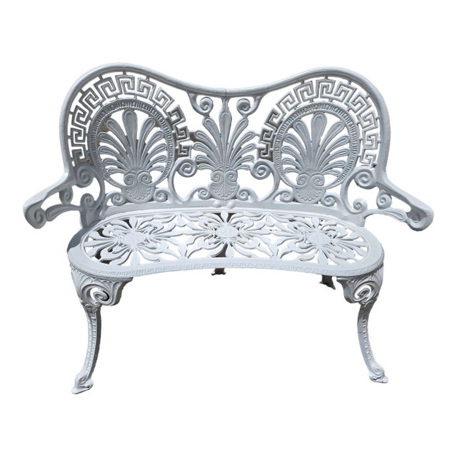 Late 20th Century Cast Aluminum White Bench For Sale
