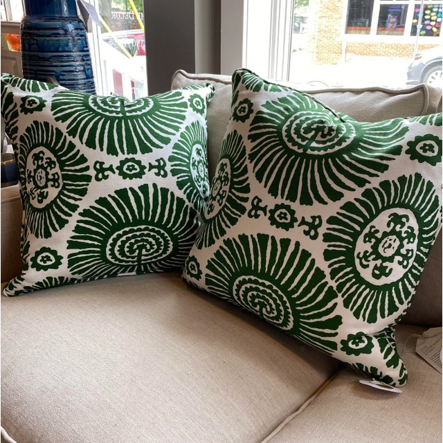 Contemporary Thibaut Custom Pillow Cover in "GoGo'" Fabric From the Eden Collection, Parrot Green For Sale - Image 3 of 5