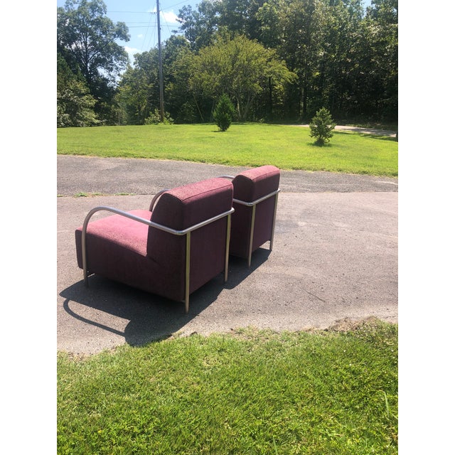 Contemporary Upholstered Aluminum Frame Chairs - A Pair For Sale - Image 10 of 12