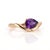 Discover the captivating beauty of this deep purple, pear-shaped Amethyst ring. The 7x5mm gemstone is the centerpiece of a...