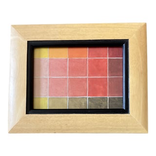 1970’s Original Vintage Color Block Abstract Watercolor Painting Vintage Frame For Sale
