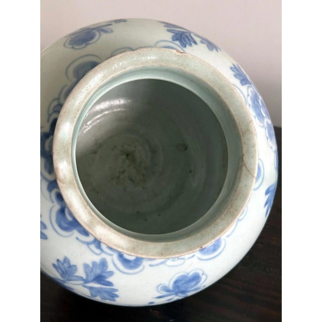 Traditional Antique Korean Porcelain Peony Jar Joseon Dynasty For Sale - Image 3 of 12