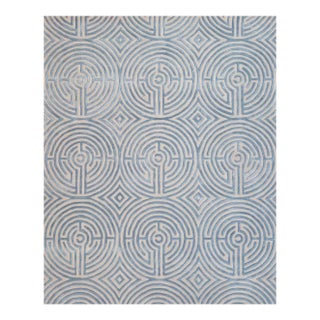 Lucca Hand-Tufted Maze Rug, Sky Blue, 6x9 For Sale
