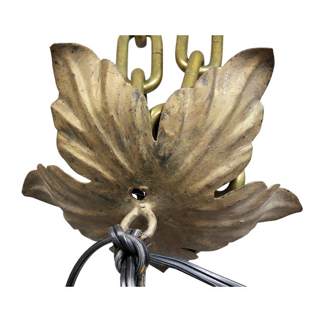 Brought back from Italy by a local woman that had a home there. Electrified. Leaf decoration and iron loop handle with...