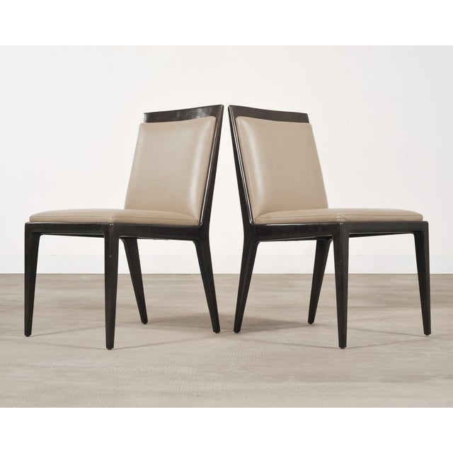 Set of Six Holly Hunt "Stiletto" Walnut Leather Dining Chairs For Sale - Image 13 of 18