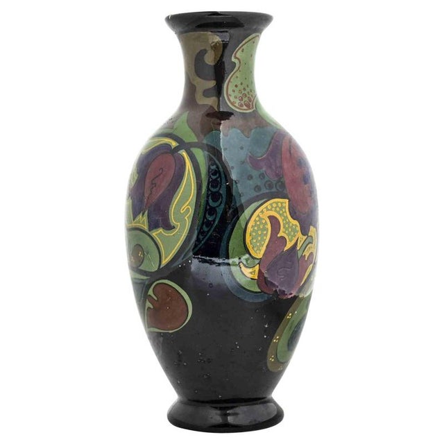 Art Nouveau Hand-Painted Gouda Vase in Ceramic For Sale - Image 5 of 5