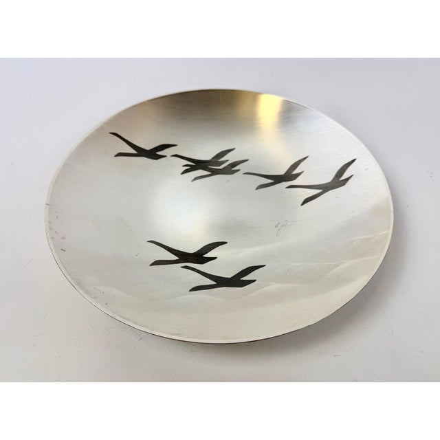 1960s Mid-Century Modern Silver Plated Ikora Wall Plate with Wildgoose from WMF, 1960s For Sale - Image 5 of 9