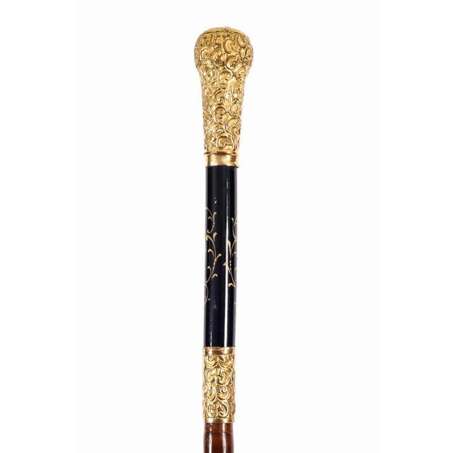Antique French Gold Plate Walking Stick in Sevres Porcelain, 1800s For Sale - Image 18 of 18