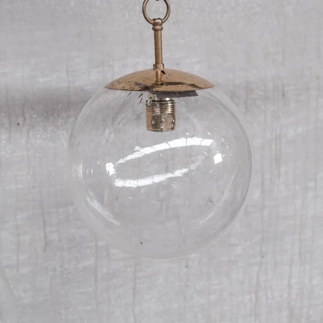 Mid-Century Brass and Bubble Glass Pendant For Sale - Image 9 of 11