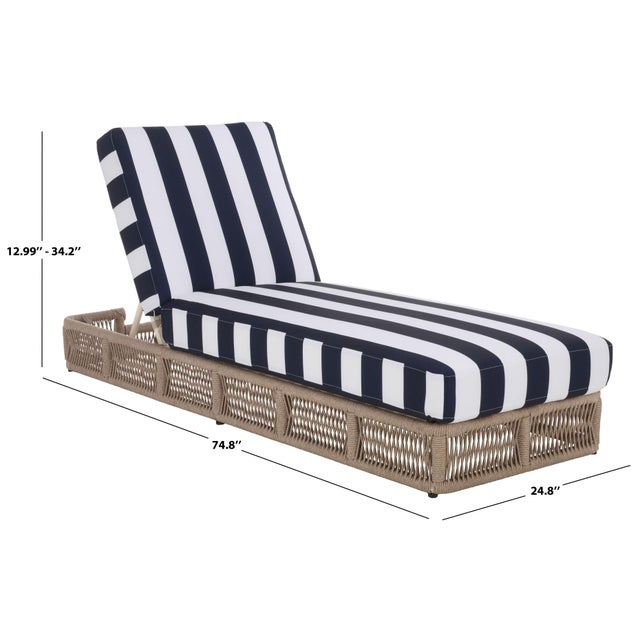 2020s Gillian Chaise Lounge, Heather Tan/Navy Stripe For Sale - Image 5 of 12