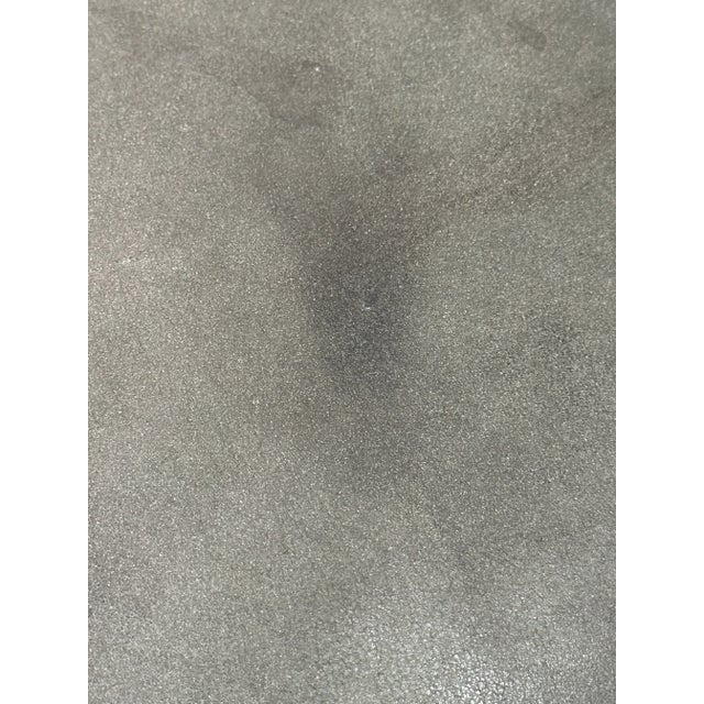 Henredon Furniture Green Leather Side Chairs With Multi-Patterned Striped Upholstered Backs- Set of 8 For Sale - Image 10 of 12