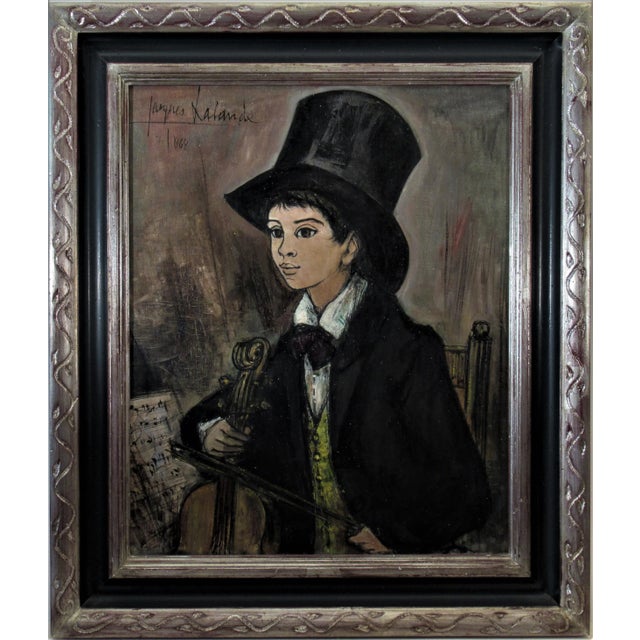 Paint Jacques LaLande, Le Jeune Violoniste (The Young Violinist), 1962 For Sale - Image 7 of 7