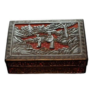 Late Qing/Republic Period Black and Red Chinese Cinnabar Box For Sale