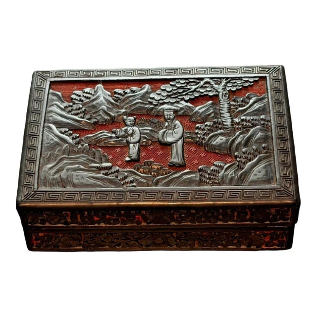 Late Qing/Republic Period Black and Red Chinese Cinnabar Box For Sale