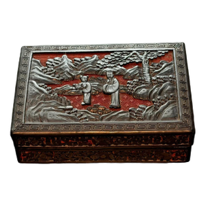 Late Qing/Republic Period Black and Red Chinese Cinnabar Box