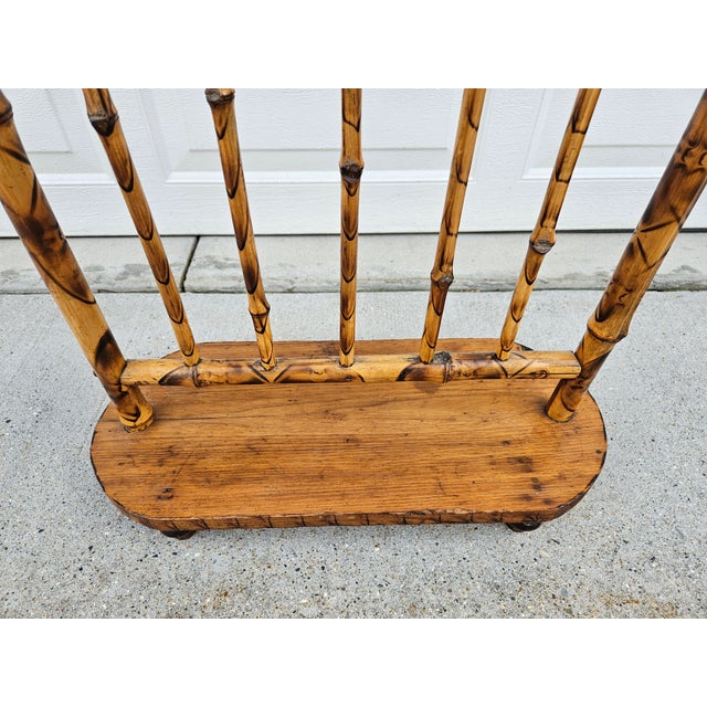 English Burnt Bamboo and Wood Side Table For Sale - Image 3 of 17