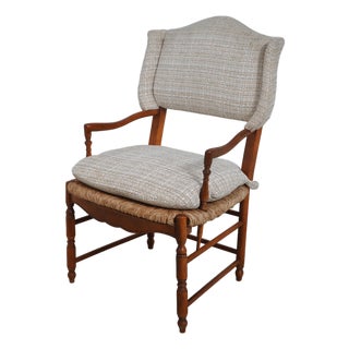 French Country Woven Seat Arm Chair For Sale