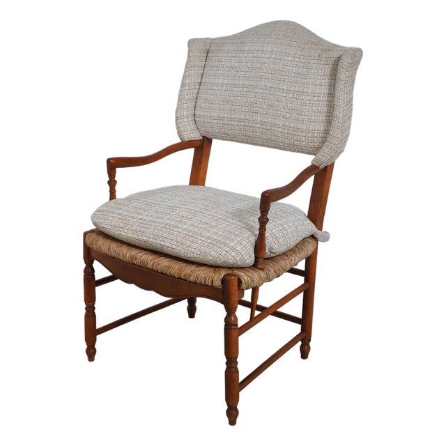 French Country Woven Seat Arm Chair For Sale