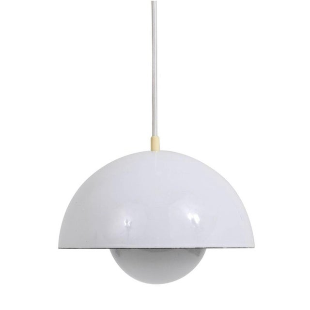 1960's White Danish Flowerpot Pendant Light by Panton for Poulsen For Sale In Miami - Image 6 of 8