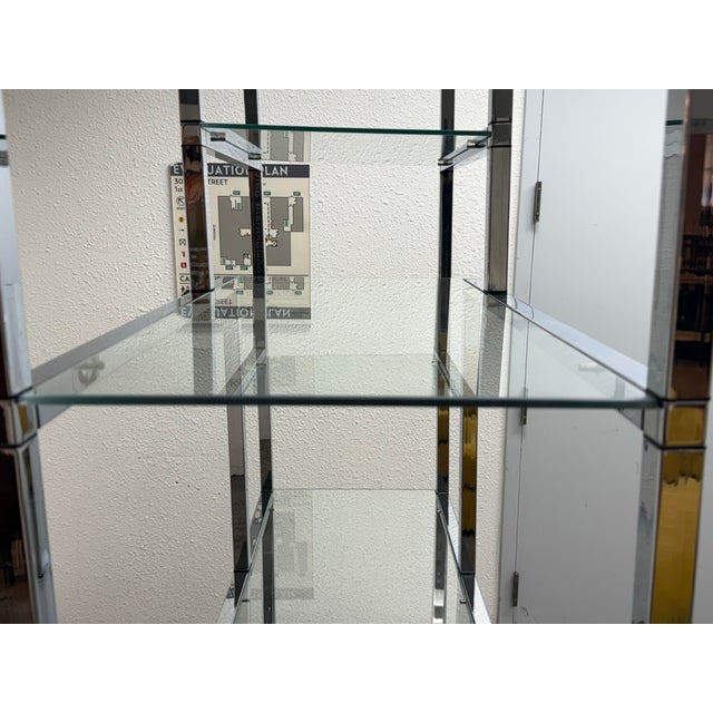 Metal Milo Baughman Style Chrome and Glass Étagère, 1970's For Sale - Image 7 of 12