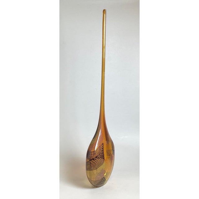 A rare glass vase by Lino Tagliapietra titled the 'Angel Tear" vase. the blown glass sculptural vase with pulled ribbon...