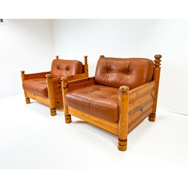 Pair of Pine Lounge Chairs by Uno and Osten Kristiansson For Sale - Image 9 of 9