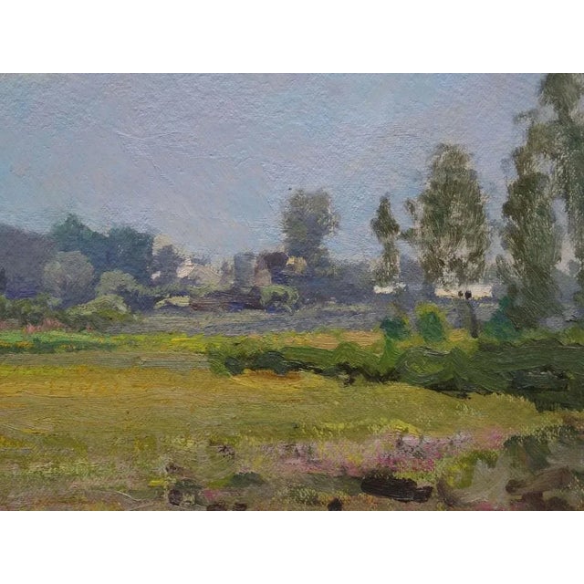 1950s Alfejs Bromults, Outskirts of Town, 1959, Oil on Cardboard For Sale - Image 5 of 9