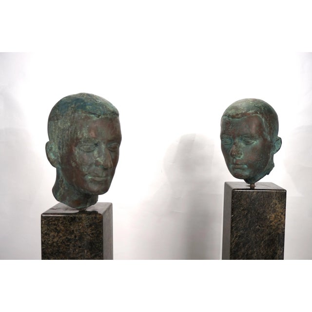 Student of Georg Kolbe, Busts on Pedestals, 1925, Bronze & Granite Steles, Set of 2 For Sale - Image 15 of 18
