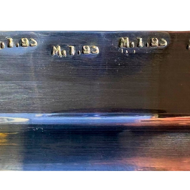 Metal Mid 20th Century Aldo Tura Large Hollywood Regency Silver-Plated Serving Tray With Bamboo-Style Handles For Sale - Image 7 of 7
